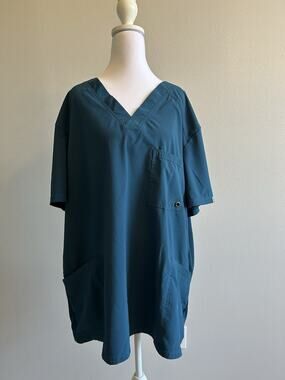 Cherokee Infinity Scrub Top Teal Blue Size 2XL Men’s Womens Tall 2XG 2XT